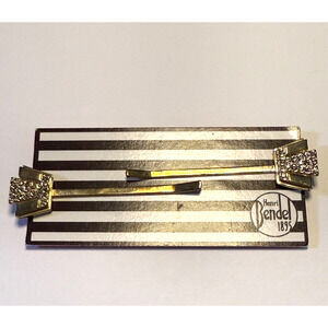 Henri Bendel Hair Pins. Yellow gold tone with clear crystal color stones NWT